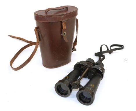 A Pair of Second World War CF41 7X Naval Binoculars by Barr &amp; Stroud, marked A.P No.1900A, broad arrow, serial no. 41208,