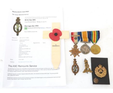 A First World War ''Mons'' Trio, awarded to A-831 DVR:W.(Winford) B.LLOYD, A.S.C., comprising 1914 Star with clasp 5TH AUG.- 