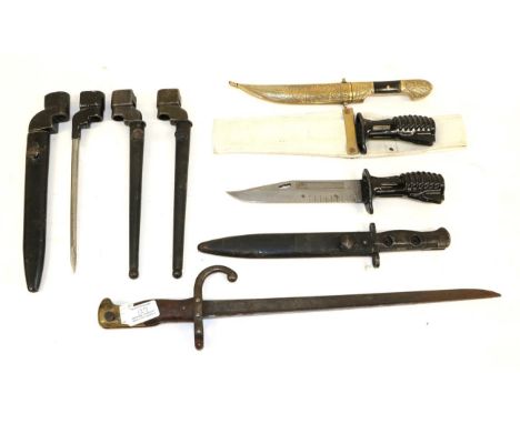 Eight Bayonets, comprising:-  a French Model 1874 Gras bayonet with cut-down St Etienne steel blade; three British No.4 Mk.II