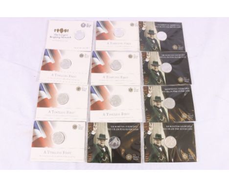 UNITED KINGDOM Elizabeth II twelve fine silver proof £20 coins,  A Timeless First 2013 (6), Longest Reigning Monarch 2015 (5)