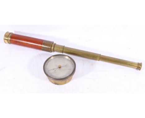 Kendrick Apparatus compensated bulk head barometer and a Troughton & Simms of London four drawer telescope.