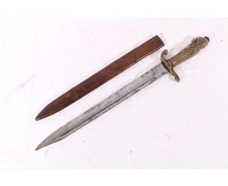 German hunting dagger with fullered blade with ricasso marked "BARON SOLINGEN" and brass hilt with American Indian head pomme
