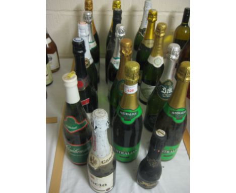 Four 75cl bottles of various Cava, one 20cl bottle of Cava, and twelve 75cl bottles of various French, German and Italian spa