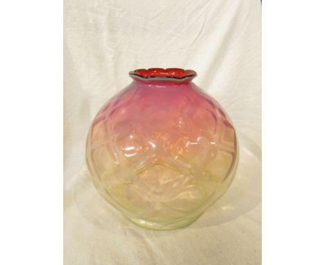 Victorian gas light shade graduating from cranberry to yellow