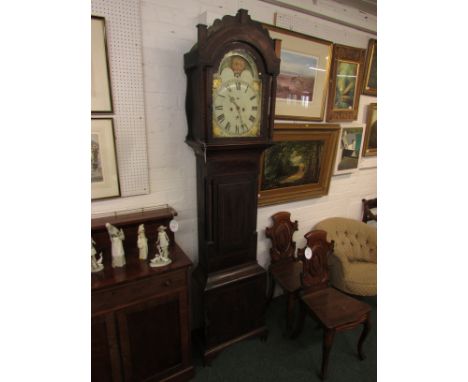 An early 19th century inlaid eight-day chiming mahogany cased northern grandfather clock standing 220cm high, with moon phase