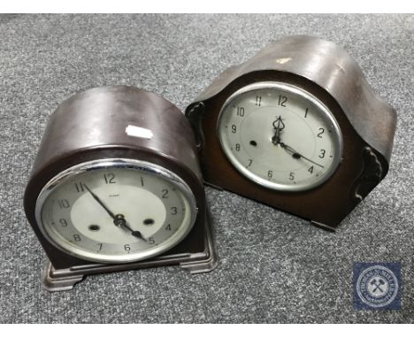 A Bakelite cased Smiths Enfield mantel clock together with an oak cased mantel clock