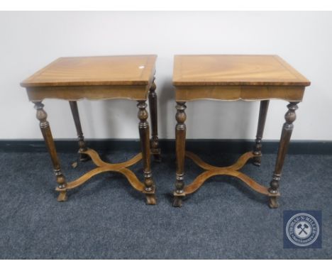 A pair of inlaid lamp tables 