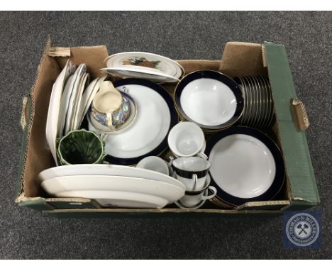 A box of Noritake dinner service, Sylvac vase, tea plates etc 