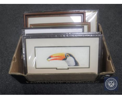 A box of framed and frameless signed limited edition prints and photographs, hunting scenes etc 