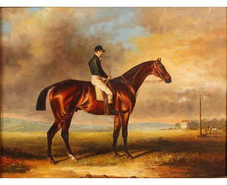  After John Frederick Herring (1795-1865) British. Horse and Jockey, Oil on Panel, 16” x 20”.