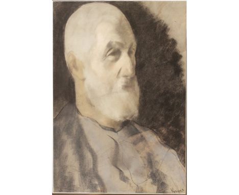  Jacob Kramer (1892-1962) Russian. Portrait of a Bearded Man, Mixed Media, Signed in Pencil, 20.5” x 15.5”.