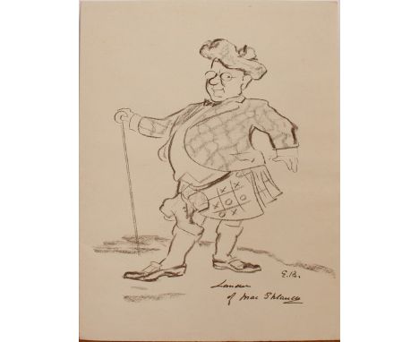 Edmund Blampied (1886-1966) British. ‘Lander of Mac Swanky’, A Cartoon of John St Helier Lander (1869-1944), Lithograph, Unfr