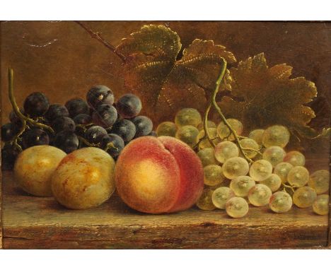  William H… Ward (act.c1850-c.1885) British. Still Life of Fruit on a Ledge, Oil on Panel, Signed, 8” x 11”.