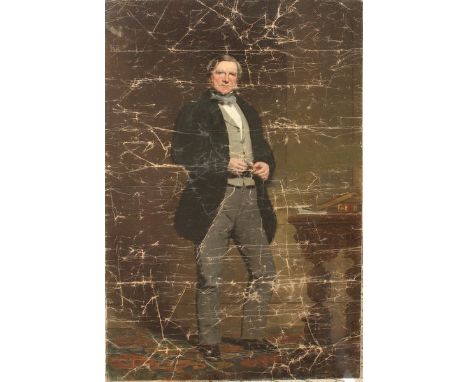  John Watson Gordon (1788-1864) British. Portrait of a Man, Standing Full Length in an Interior, Oil on Canvas, Signed ‘Sir J