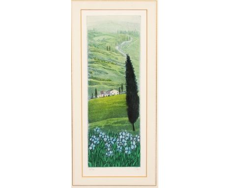  20th Century Italian School. A Tuscany Landscape, Coloured Lithograph, Indistinctly Signed and numbered 111/150 in Pencil, o