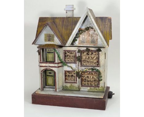 A charming wooden painted dolls house, probably D.H Wagner &amp; Sohn, German 1920s, light blue painted façade and sides with