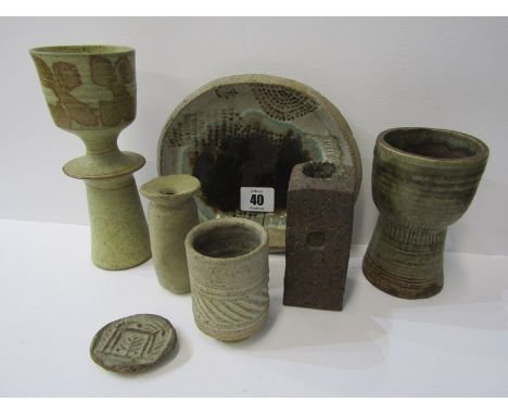 STUDIO POTTERY, Ian Godfrey collection of specimen vases, candle holder and other table ornaments 