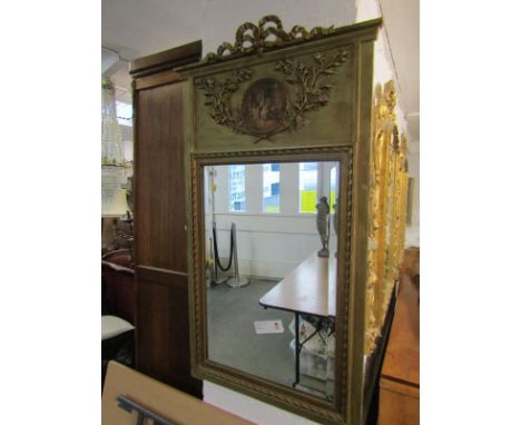 GILT OVERMANTLE,  with ribbon crested decorative pediment panel 47" high x 27" wide 