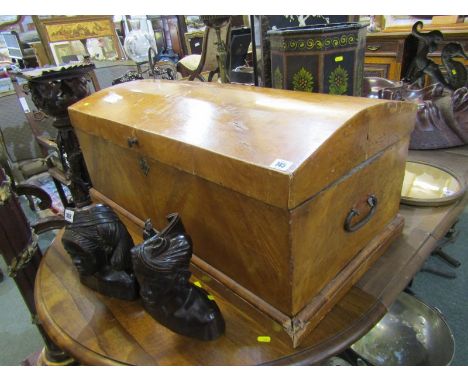 DOMED TRUNK, Continental fruitwood domed trunk with metal carrying handles, 35" width 