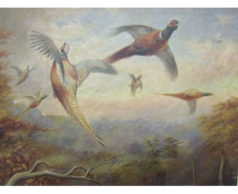 F. G. RADFORD, signed oil on canvas dated 1925 "Pheasants in Flight", 18" x 24" 