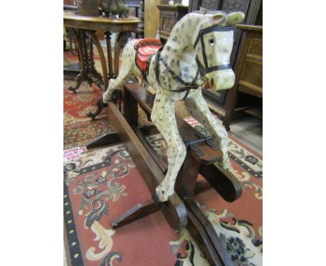 ROCKING HORSE, vintage trestle bar painted rocking  horse 