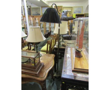 ANTIQUE LIGHTING, brass standard lamp with scroll support light fitting 
