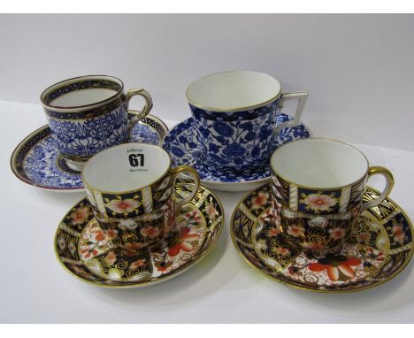 ROYAL CROWN DERBY, pair of "Japan" pattern coffee cups and saucers, also Royal Worcester "Royal Lily" pattern cup and saucer 