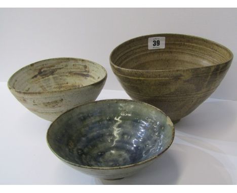 STUDIO POTTERY, Ian Godfrey collection of 3 conical bowls (1 with rim chip) 