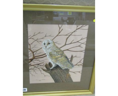 D. BEAN, signed watercolour dated 1981 "Portrait of White Owl", 12" x 10" 