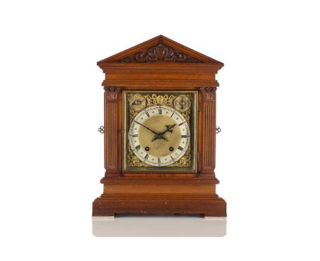 A large early 20th-century Winterhalder &amp; Hofmeier 8-day mantle clock with ting-tang chiming on two coil gongs and fitted