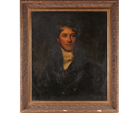 19th-century school, portrait of a young gentleman, unsigned oil on canvas, 74.5 cm x 62.5 cm in a gilt frame.Condition repor