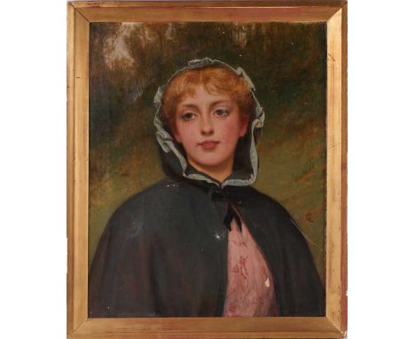 Charles Sillen Lidderdale (1831-1895), portrait of a young woman, oil on canvas, monogram to right edge, 52 cm x 41.5 cm in a