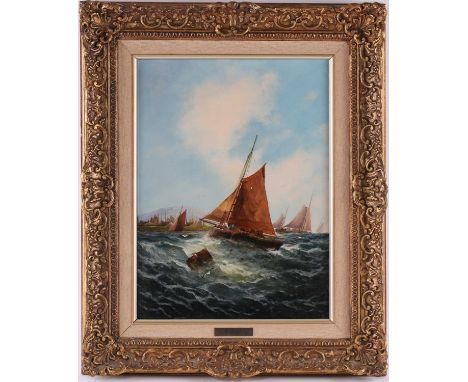 George Knight (19th century), 'Off the Scottish Coast', seascape, oil on canvas, 39 cm x 28.5 cm in a gilt frame.Private coll