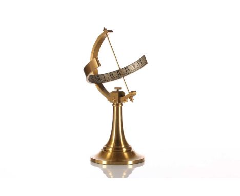 A Culpepper Instruments brass equatorial sundial, No 070779, 20th century. With silvered register, on a turned conical base. 