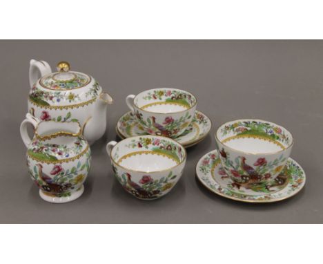 A Spode Copelands duet tea set, retailed by Waring &amp; Gillow Ltd. The teapot 18 cm long.