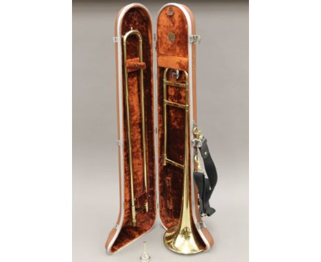 An FE Olds Ambassador vintage BbTenor, made in Fullerton California circa 1969, with gold lacquer and nickel trim finish, in 