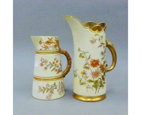 Two Royal Worcester jugs. The largest 21 cm high.