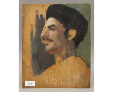 EDWARD IRVINE HALLIDAY (1902-1984) British, Portrait to one side and a Nude Study to the reverse, oil on board. 27 x 33 cm.