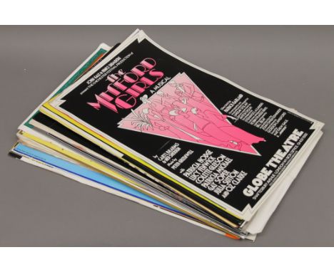 A quantity of vintage theatre posters, including The Rocky Horror Show, Annie, Jesus Christ Superstar and Hair.