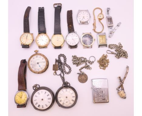 A quantity of various wristwatches and pocket watches, including Sekonda, Ingersoll, Rotary, Timex, Pulsar and a 9 ct gold Pe