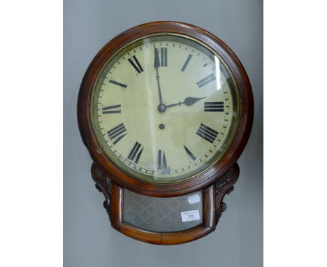A 19th century wall clock (lacking movement). 48 cm high.