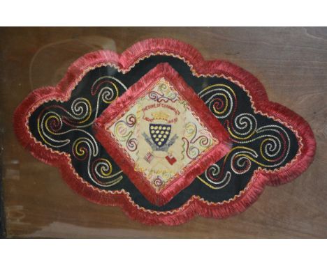 Duke of Cornwalls Light Infantry - embroidered silkwork panel in frame, WWI period