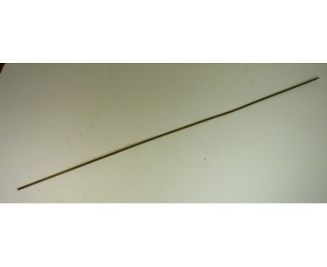 A 19th Century English brass barrel dipstick/measure, the slender square section measure engraved with various scales, "Firki