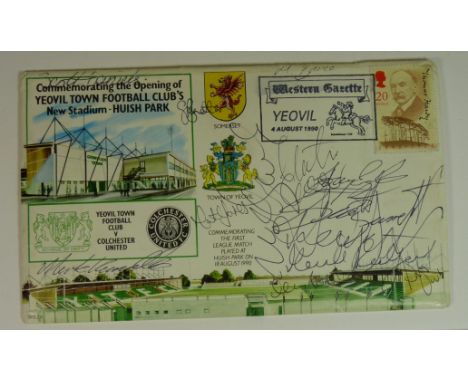 Football Interest - Yeovil Town: 1990 commem cover Huish Park First Match 4th August, multi signed, no.254/1000, includes tea