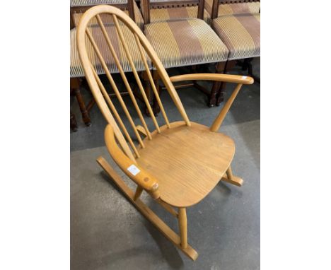 An Ercol Blonde and elm and beech Quaker rocking chair