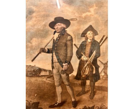 Lemuel Francis Abbott (British, 1760-1803), Blackheath Golfers, coloured mezzotint, engraved by V. Green, framed