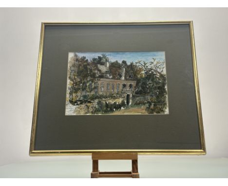 Chris Connell (Scottish 20thc), Burgundy Fontaines, pen and wash, signed and titled bellow, artist label verso, in a glazed f