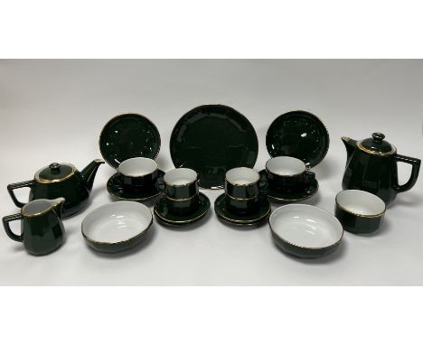 An Apilco of France porcelain tea and coffee service comprising, a cake plate (d. 24cm), a set of four teacups with saucers, 