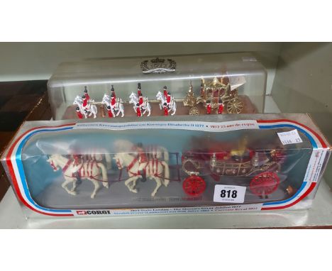 A boxed Corgi (41) 1977 Silver Jubilee edition model of the 1902 State Landau coach and horses - sold with a cased 1977 model