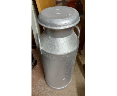 A steel milk churn marked for Dawes Creameries, Saltash Ltd.